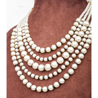 Queen Style 5 Layer Pearl Mala Alloy Gold-plated Jewel Set ClothsVilla