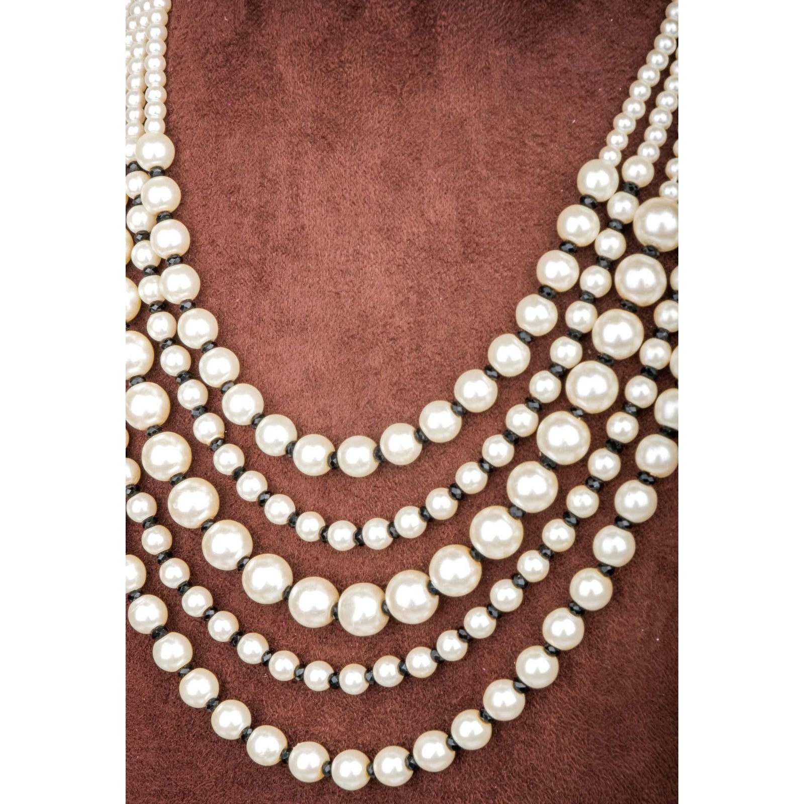 Queen Style 5 Layer Pearl Mala Alloy Gold-plated Jewel Set ClothsVilla