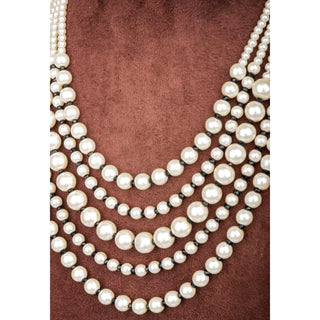 Queen Style 5 Layer Pearl Mala Alloy Gold-plated Jewel Set ClothsVilla