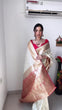 Load image into Gallery viewer, Trendy 1-Minute Ready To Wear Beige Soft Silk Saree RTW