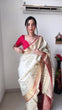 Load image into Gallery viewer, Trendy 1-Minute Ready To Wear Beige Soft Silk Saree RTW