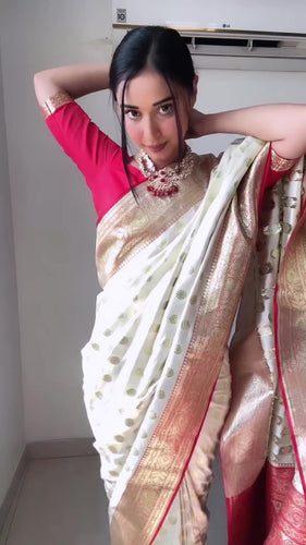 Trendy 1-Minute Ready To Wear Beige Soft Silk Saree RTW