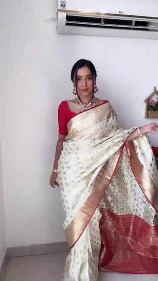 Trendy 1-Minute Ready To Wear Beige Soft Silk Saree RTW