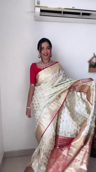 Trendy 1-Minute Ready To Wear Beige Soft Silk Saree RTW