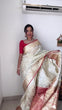 Load image into Gallery viewer, Trendy 1-Minute Ready To Wear Beige Soft Silk Saree RTW