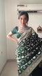 Load image into Gallery viewer, Sizzling 1-Minute Ready To Wear Green Soft Silk Saree RTW
