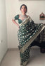 Sizzling 1-Minute Ready To Wear Green Soft Silk Saree RTW