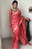 Classic 1-Minute Ready To Wear Red Soft Silk Saree RTW