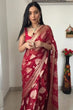 Load image into Gallery viewer, Delightful  1-Minute Ready To Wear Red Cotton Silk Saree RTW