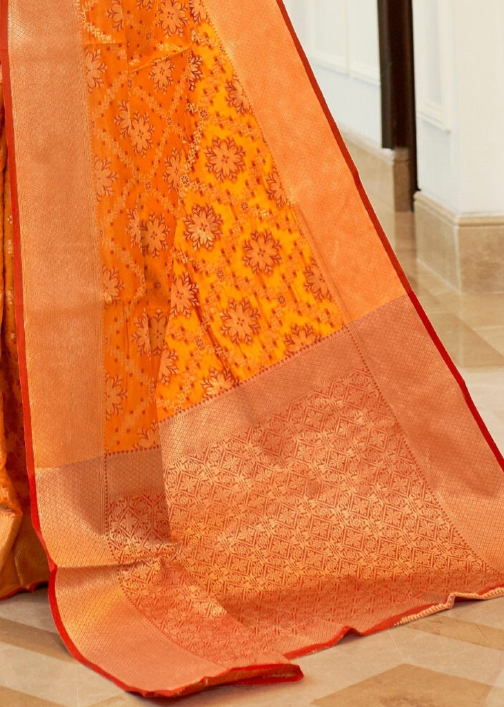 Orange Patola Silk Saree with Jaal work Border Clothsvilla