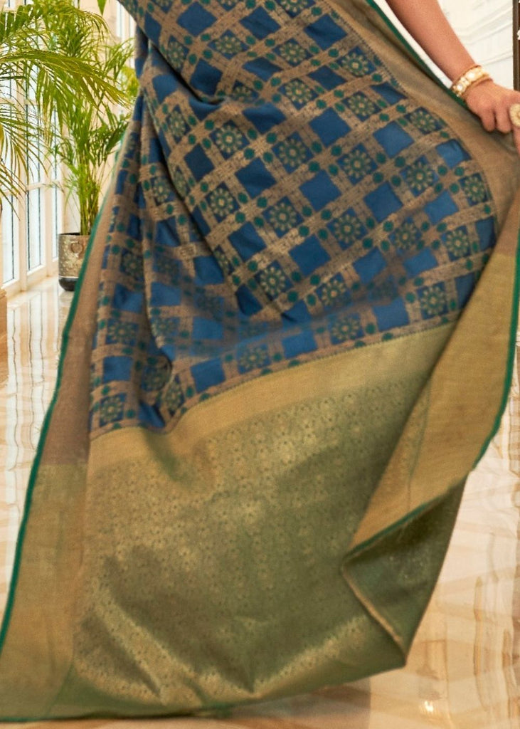 Blue Patola Silk Saree with Golden Border : Top Pick Clothsvilla