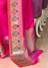 Load image into Gallery viewer, Hot Pink Handloom Weave Silk Saree Clothsvilla