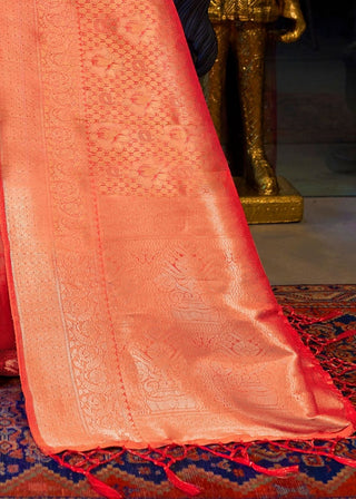 Golden Orange Kanjivaram Soft Woven Silk Saree Clothsvilla