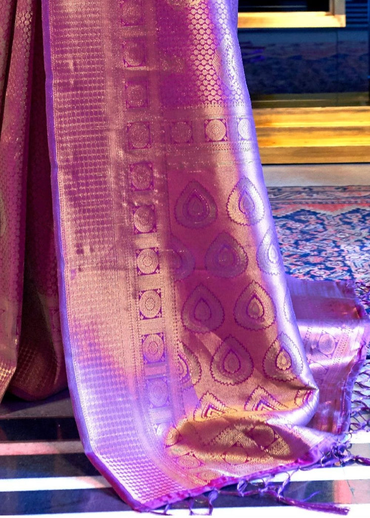 Golden Purple Kanjivaram Soft Woven Silk Saree : Top Pick Clothsvilla