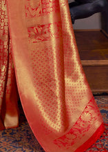 Load image into Gallery viewer, Tomato Red and Golden Blend Kanjivaram Soft Woven Silk Saree Clothsvilla