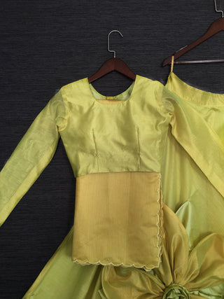 Parrot Color Rajwadi Chanderi Silk Lehenga Choli With Chanderi Silk Dupatta Clothsvilla
