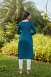 Load image into Gallery viewer, Rama Green Mukaish Worked Cotton Readymade Kurti ClothsVilla