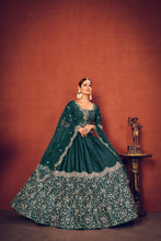 Load image into Gallery viewer, Rama Green With Art Silk Fabric And Heavy Thread With Sequince Embroidered Work And Including Heavy Can-Can And Canvas Lehenga Choli ClothsVilla