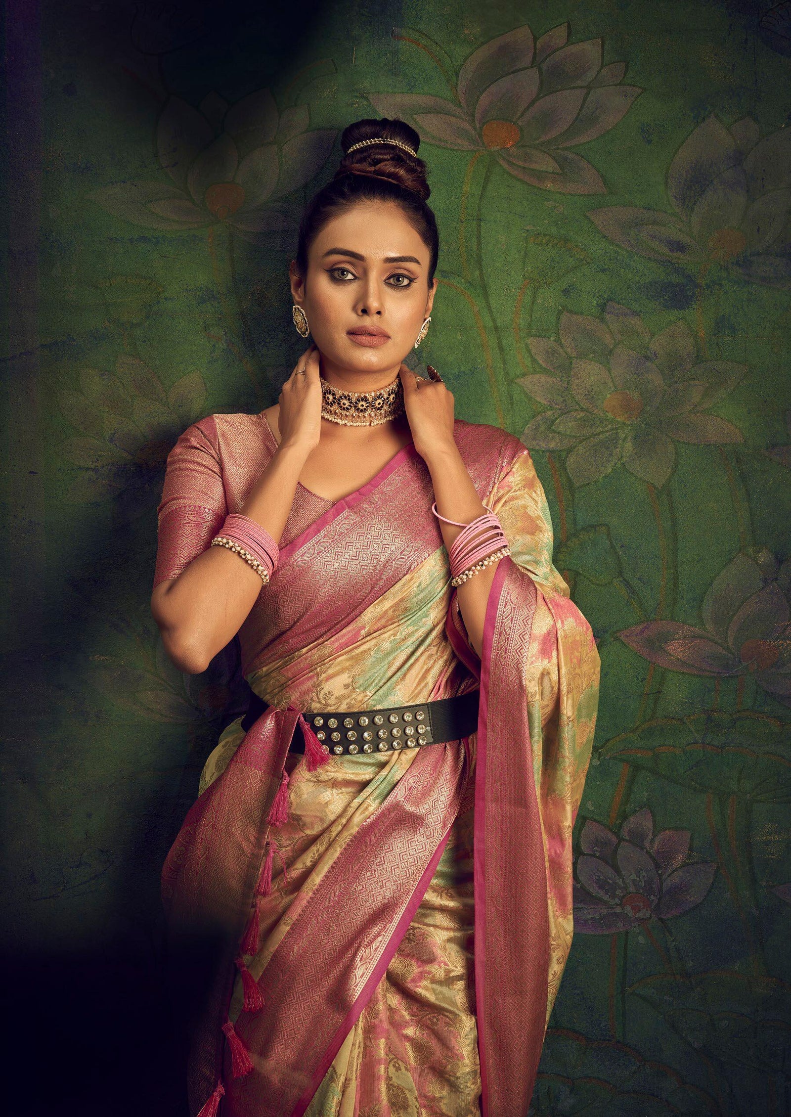 Rangkart Vol. 2 Jaal Organza Contrast Woven Saree Ivory Clothsvilla