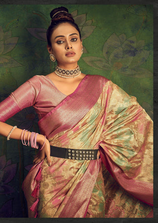 Rangkart Vol. 2 Jaal Organza Contrast Woven Saree Ivory Clothsvilla
