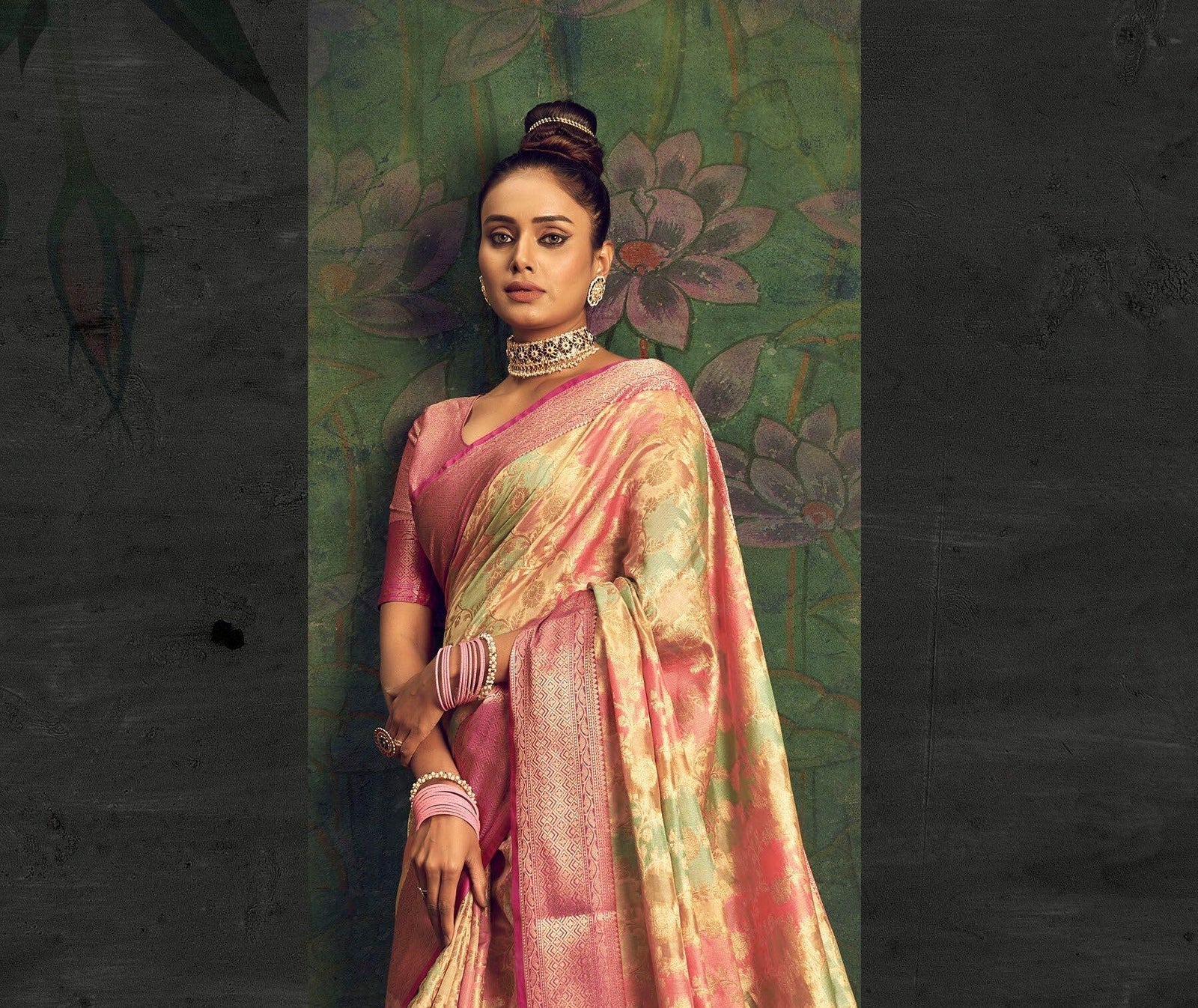 Rangkart Vol. 2 Jaal Organza Contrast Woven Saree Ivory Clothsvilla