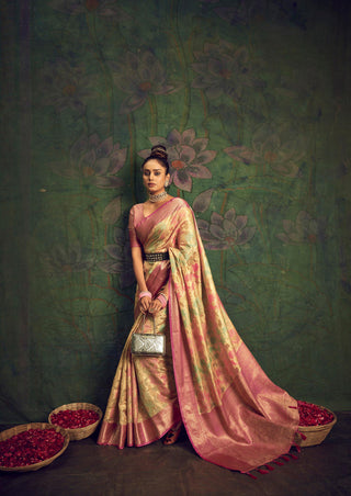 Rangkart Vol. 2 Jaal Organza Contrast Woven Saree Ivory Clothsvilla