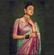 Load image into Gallery viewer, Rangkart Vol. 2 Jaal Organza Contrast Woven Saree Sky Blue Clothsvilla