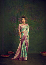 Load image into Gallery viewer, Rangkart Vol. 2 Jaal Organza Contrast Woven Saree Sky Blue Clothsvilla