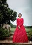 Rani-Pink Foilage Print Georgette Designer Gown Semi Stitched ClothsVilla