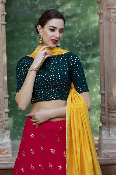 Rani Lehenga With Fancy Sequince Work And Glistening Embellishments, Designer Choli With Dupatta, Wedding, Party Wear For Lehenga Women ClothsVilla Main image