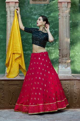 Rani Lehenga With Fancy Sequince Work And Glistening Embellishments, Designer Choli With Dupatta, Wedding, Party Wear For Lehenga Women ClothsVilla