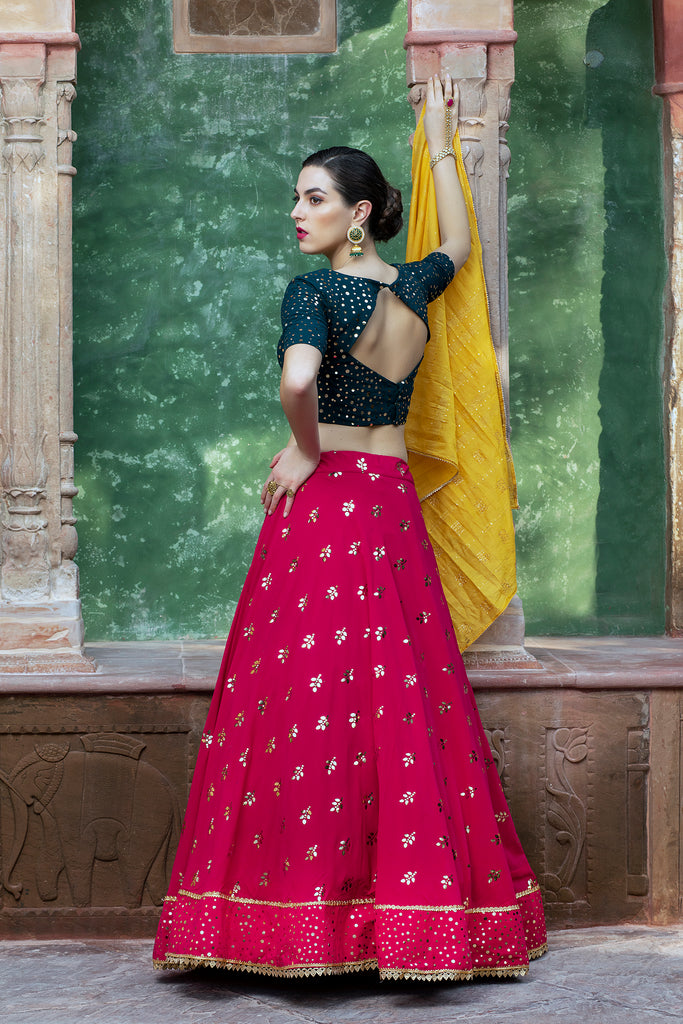 Rani Lehenga With Fancy Sequince Work And Glistening Embellishments, Designer Choli With Dupatta, Wedding, Party Wear For Lehenga Women ClothsVilla