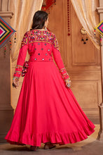 Load image into Gallery viewer, Rani Pink Embroidered Koti Style Chaniya Choli for Indian Festival Navratri ClothsVilla.com
