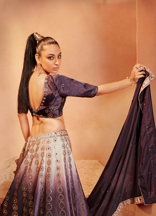 Ravishing Purple Color Mirror & Sequence Work Velvet Lehenga Choli Clothsvilla