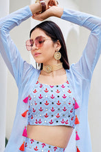 Load image into Gallery viewer, Readymade Embroidered Designer Sky Koti Style Co-Ords Collection ClothsVilla.com
