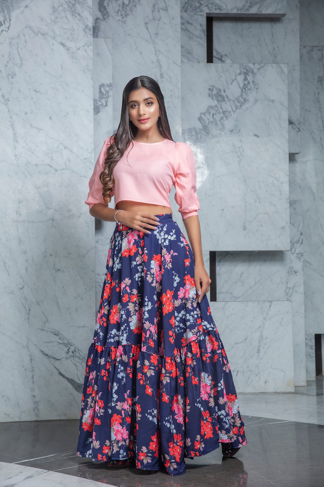 Indo-western Crop Top Ready Made Lehenga All Size Custom Made Stitching  Bridesmaids Cocktail Festival Skirt Top 