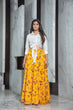 Load image into Gallery viewer, Readymade Yellow Printed Crepe Indo Western Skirt With White Shirt Top ClothsVilla