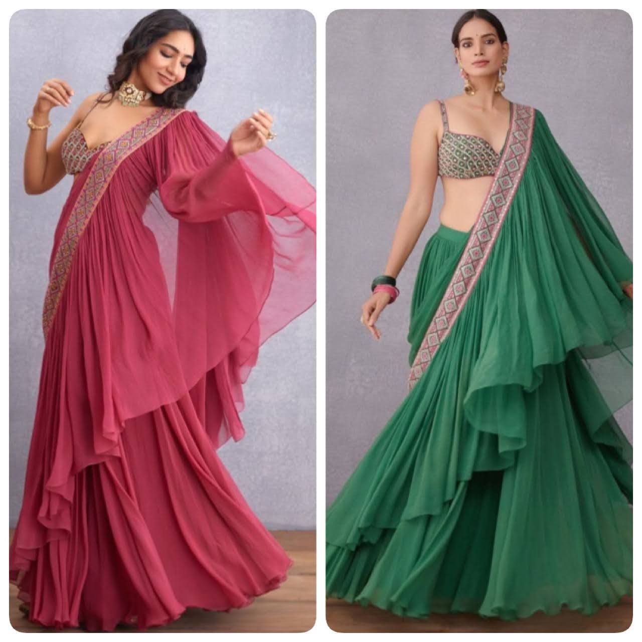 Ready to Wear Saree in Faux Georgette With Embroidery Work ClothsVilla