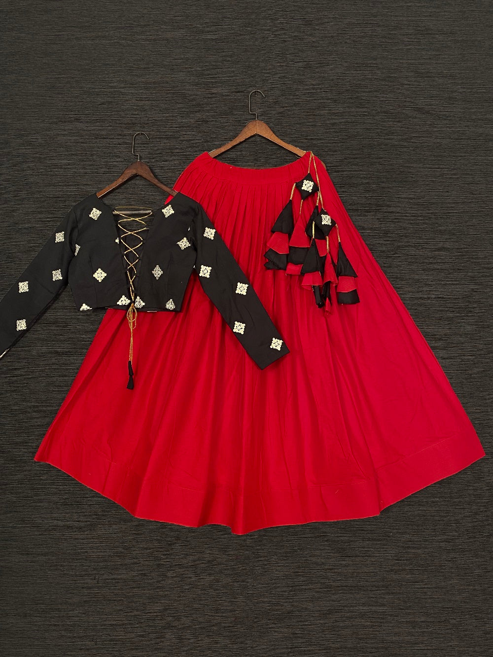 Red Color Pure Cotton Crop Top Latest Lehenga Choli Clothsvilla