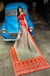 Load image into Gallery viewer, Red-Grey Banarasi Silk Festival Wear Saree With Blouse ClothsVilla