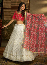 Load image into Gallery viewer, Red And White Stylish Embroidered Lehenga Choli Clothsvilla