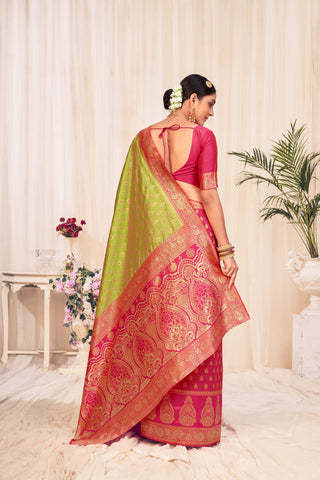 Red Banarasi Silk Wedding Wear Saree With Blouse ClothsVilla