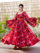 Load image into Gallery viewer, Red Color Trendy Georgette Floral Print Women's Gown ClothsVilla