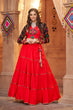 Load image into Gallery viewer, Red Contrast with Black Koti Style Latest Designer Chaniya Choli for Navratri ClothsVilla.com