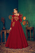 Load image into Gallery viewer, Red Embroidered Georgette Evening Long Gown Semi Stitched ClothsVilla