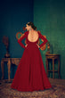 Load image into Gallery viewer, Red Embroidered Georgette Evening Long Gown Semi Stitched ClothsVilla