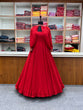 Load image into Gallery viewer, Red Faux Georgette Fancy Sleeves Gown ClothsVilla