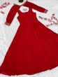 Load image into Gallery viewer, Red Faux Georgette Fancy Sleeves Gown ClothsVilla