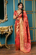 Load image into Gallery viewer, Red Golden Weaving Banarasi Silk Bridal Wear Saree ClothsVilla