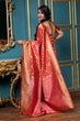 Load image into Gallery viewer, Red Golden Weaving Banarasi Silk Bridal Wear Saree ClothsVilla
